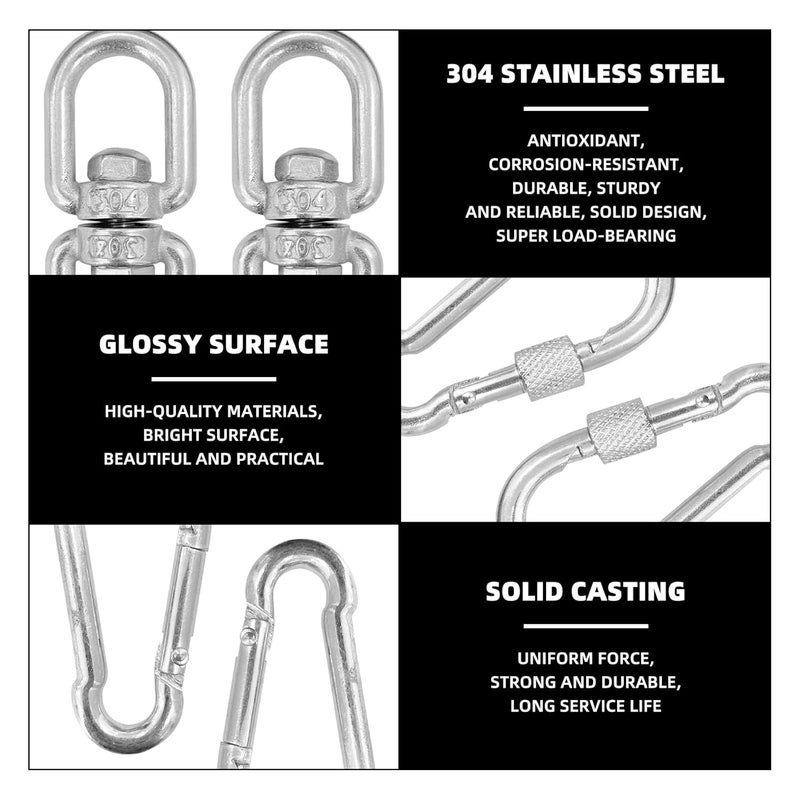 DEELEDM 12Pcs M6 Swivel Ring Double Ended Swivel Eye Hook with M6 Snap Hooks, Stainless Steel Eye to Eye Heavy Duty Swivel Ring Kit for Web Tree Swing, Swing Spinner Hanger, Hanging Rotating Device - Image 3
